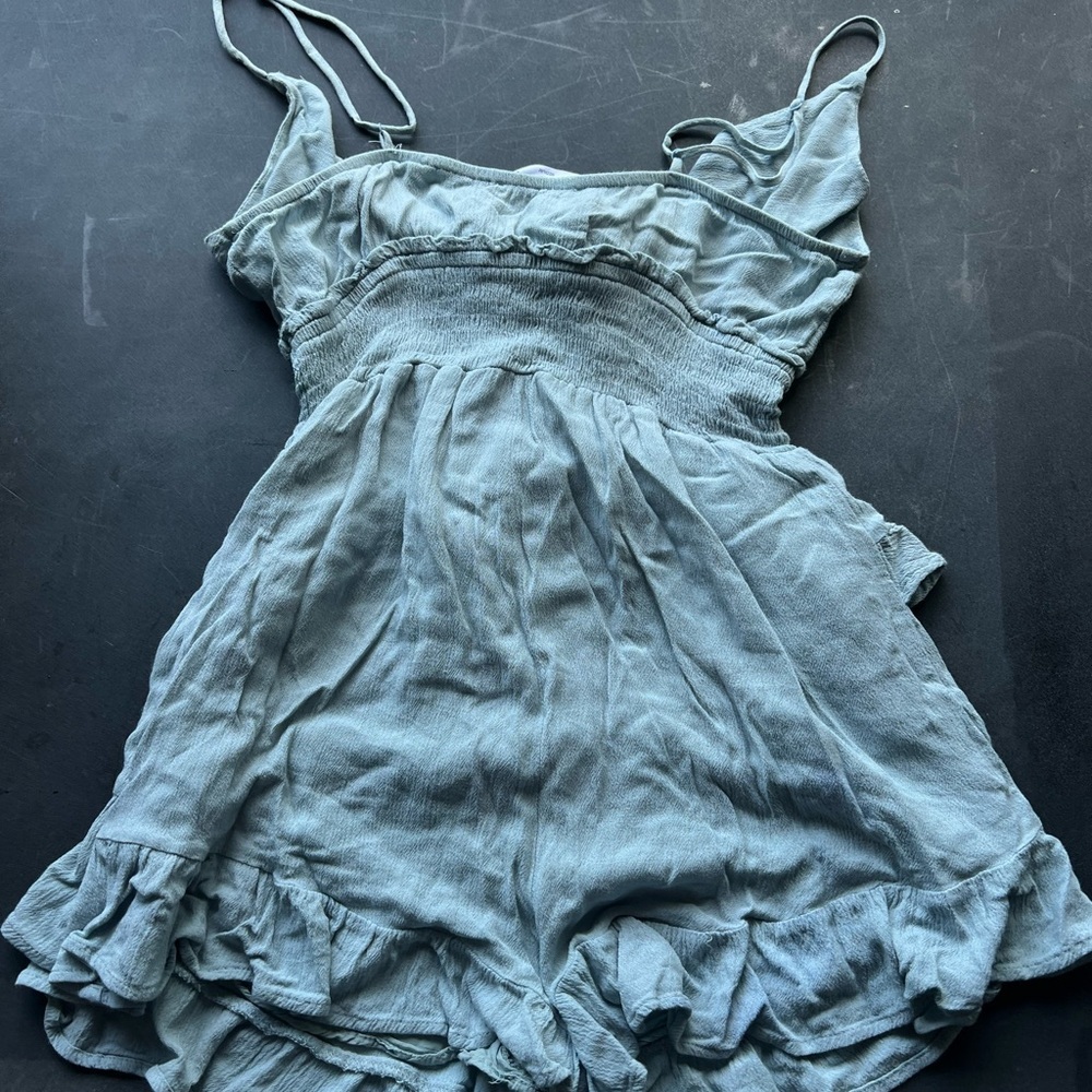 American Threads Light Blue Ruffled Sleeveless Romper - Picture 6 of 6